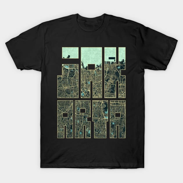 Jakarta, Indonesia City Map Typography - Summer T-Shirt by deMAP Studio